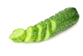 fresh cucumber slices isolated on white background