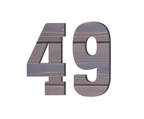 49 3d Number. Decorative brown wooden planks texture