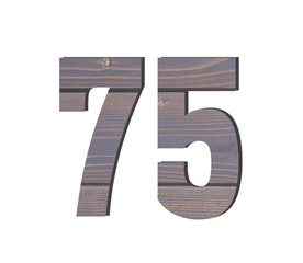 75 3d Number. Decorative brown wooden planks texture