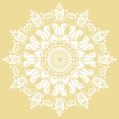Elegant ornament in classic style. Abstract traditional pattern with oriental elements. Classic vintage round white pattern