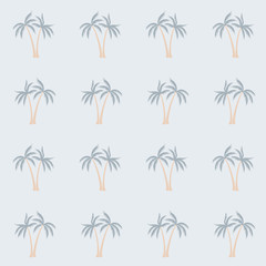Fototapeta na wymiar Coconut palm tree pattern textile material tropical forest background. Cool vector swatch repeating pattern.