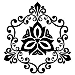 Elegant ornament in classic style. Abstract traditional pattern with oriental elements. Classic vintage black and white pattern