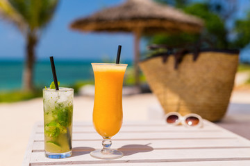 Exotic cocktails at beach