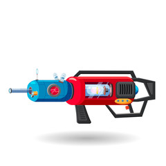Cartoon retro space blaster, ray gun, laser weapon. Vector illustration. Cartoon style