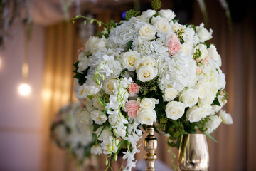 The composition is made by florists from fresh flowers