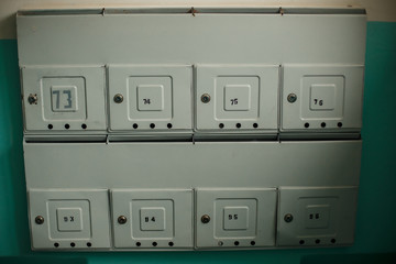 Mailboxes on the wall in the entrance