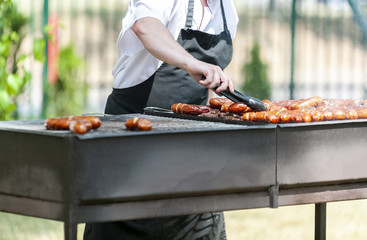 chef preparing grill