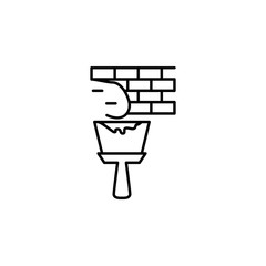 spatula and wall outline icon. Element of construction icon for mobile concept and web apps. Thin line spatula and wall outline icon can be used for web and mobile