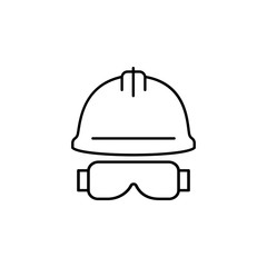 construction helmet and glasses outline icon. Element of construction icon for mobile concept and web apps. Thin line construction helmet and glasses outline icon can used for web