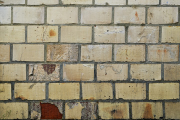 old brick wall with white bricks