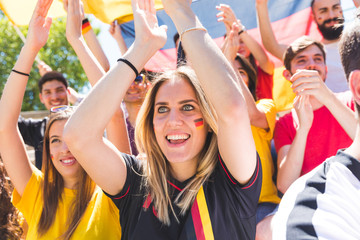 Obraz premium German supporters celebrating at stadium for football match
