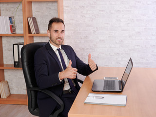 businessman satisfied in his work.