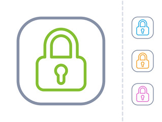 Lock - Square Stroke Buttons