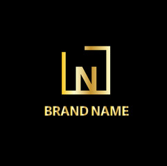 N Letter Logo Design in Golden and Metal Color