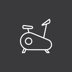 line exercise bike icon on dark background