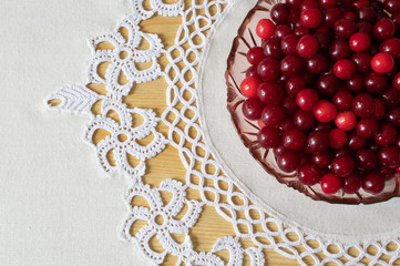 Top view of cherries on a table