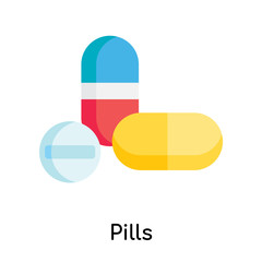 Pills icon vector sign and symbol isolated on white background, Pills logo concept