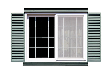 White wood wondow isolated on white background