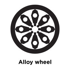 Obraz premium Alloy wheel icon vector sign and symbol isolated on white background, Alloy wheel logo concept