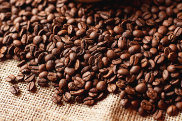 A lot of coffee beans after roasting