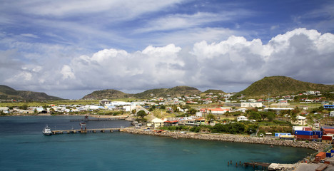 Fototapeta na wymiar St. Kitts Aiport from the Water