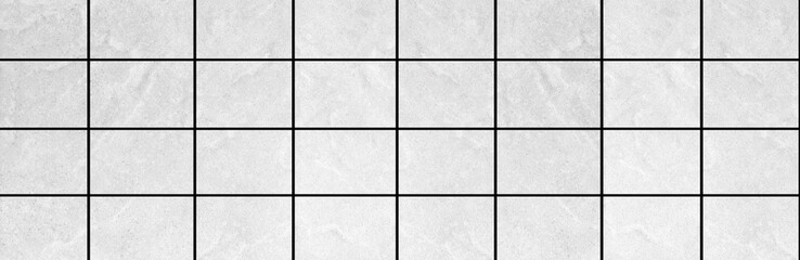Panorama of White stone floor tile texture and background