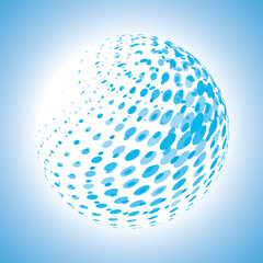Abstract glowing halftone dotted blue sphere vector symbol