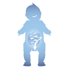 Abstract illustration of a healthy baby intestine. Normal digestion of a child.