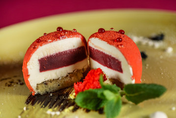 mousse pastry with mint