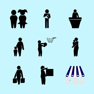 icons about Human with office, talking, gender, todder and sale