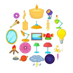 Light icons set. Cartoon set of 25 light vector icons for web isolated on white background