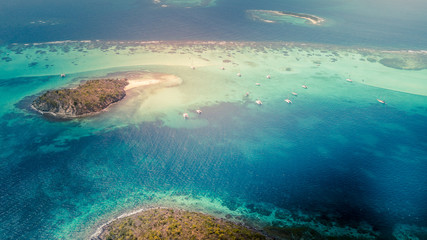 Aerial view of Tobago cays in st-Vincent and the Grenadines - Caribbean islnds