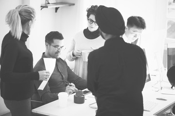 Diverse business people working in an office