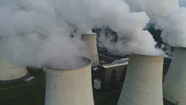 Drone shot of coal fired power plant in Germany