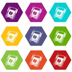 Multi meter icons 9 set coloful isolated on white for web