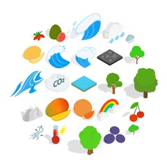 Live nature icons set. Isometric set of 25 live nature vector icons for web isolated on white background