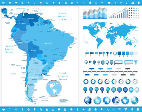 South America Map and infographic elements