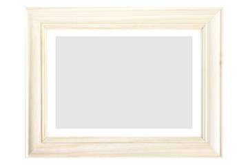 Vintage white photo frame isolated on white background