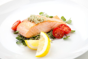 Fried Salmon With Wasabi Caviar