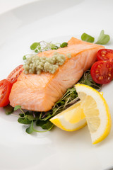 Fried Salmon With Wasabi Caviar