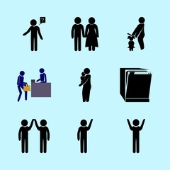 icons about Human with clapping, boy, family, face and clasped