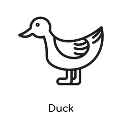 Duck icon vector sign and symbol isolated on white background, Duck logo concept , outline symbol, linear sign , outline symbol, linear sign