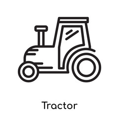 Tractor icon vector sign and symbol isolated on white background, Tractor logo concept , outline symbol, linear sign , outline symbol, linear sign