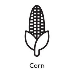 Corn icon vector sign and symbol isolated on white background, Corn logo concept , outline symbol, linear sign , outline symbol, linear sign
