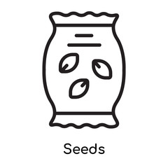 Seeds icon vector sign and symbol isolated on white background, Seeds logo concept , outline symbol, linear sign , outline symbol, linear sign