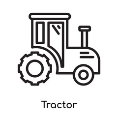 Tractor icon vector sign and symbol isolated on white background, Tractor logo concept , outline symbol, linear sign , outline symbol, linear sign