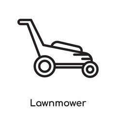 Lawnmower icon vector sign and symbol isolated on white background, Lawnmower logo concept , outline symbol, linear sign , outline symbol, linear sign