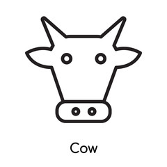Cow icon vector sign and symbol isolated on white background, Cow logo concept , outline symbol, linear sign , outline symbol, linear sign