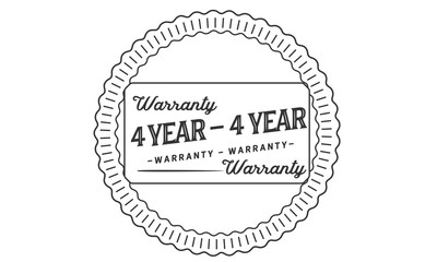 4 years warranty icon vintage rubber stamp guarantee