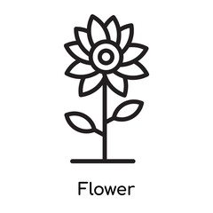 Flower icon vector sign and symbol isolated on white background, Flower logo concept , outline symbol, linear sign , outline symbol, linear sign